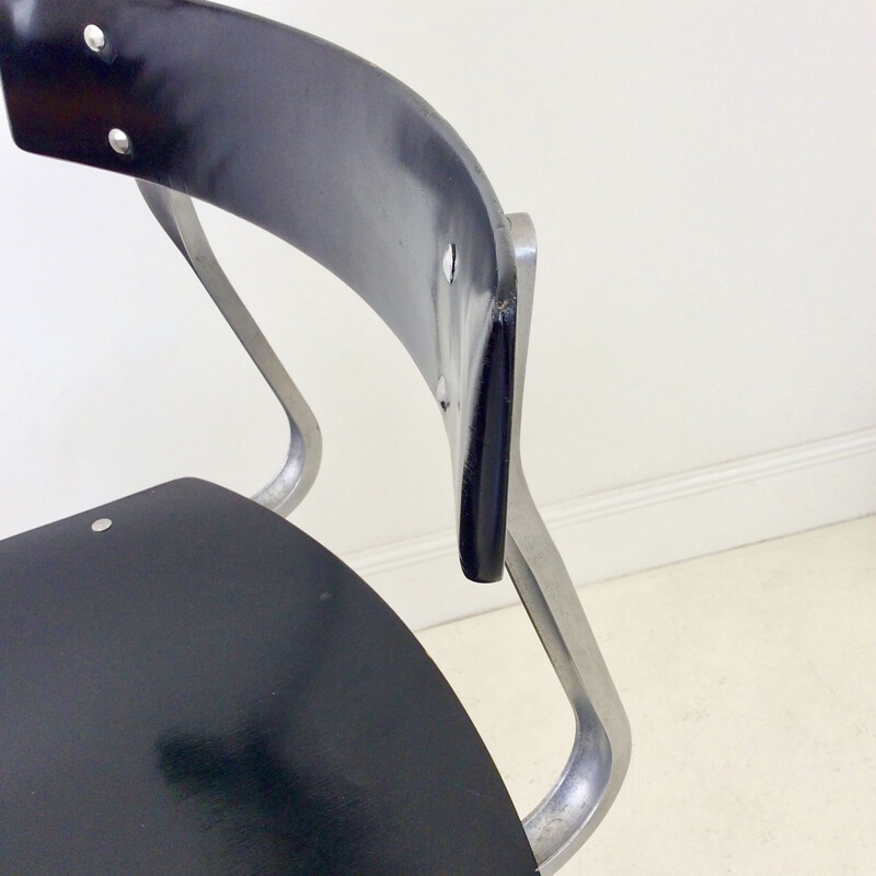 Vintage chair model WB 301 in curved aluminum and wood 1930