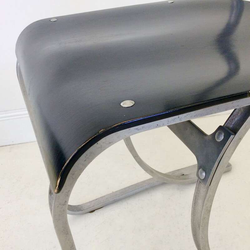 Vintage chair model WB 301 in curved aluminum and wood 1930