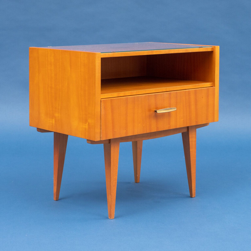 Set of 2 vintage bedside tables in cherrywood 1960s