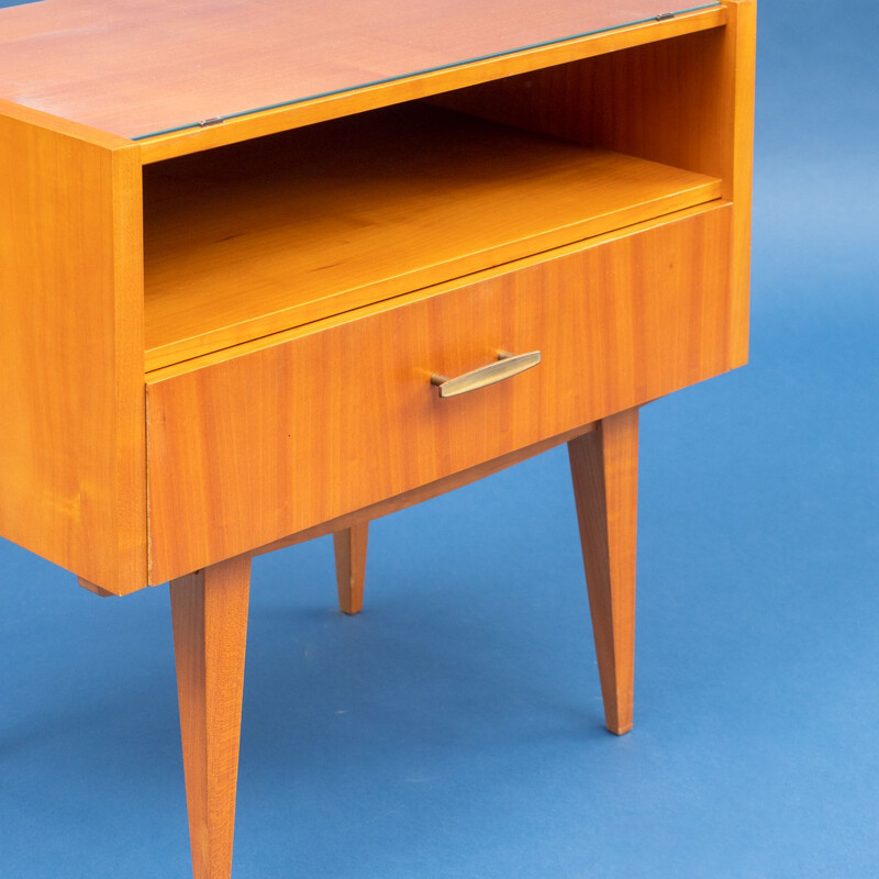 Set of 2 vintage bedside tables in cherrywood 1960s