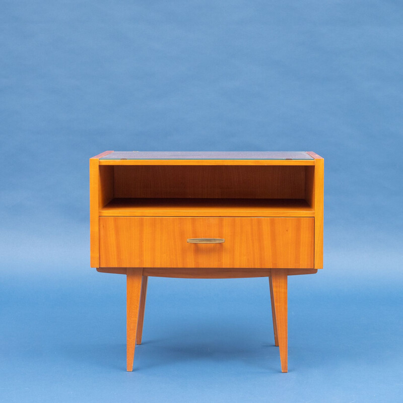 Set of 2 vintage bedside tables in cherrywood 1960s