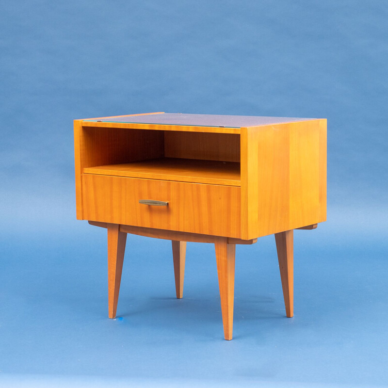 Set of 2 vintage bedside tables in cherrywood 1960s