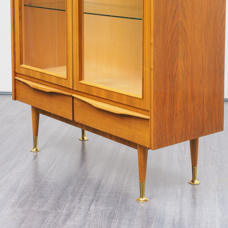 Vintage glass cabinet in walnut 1950s