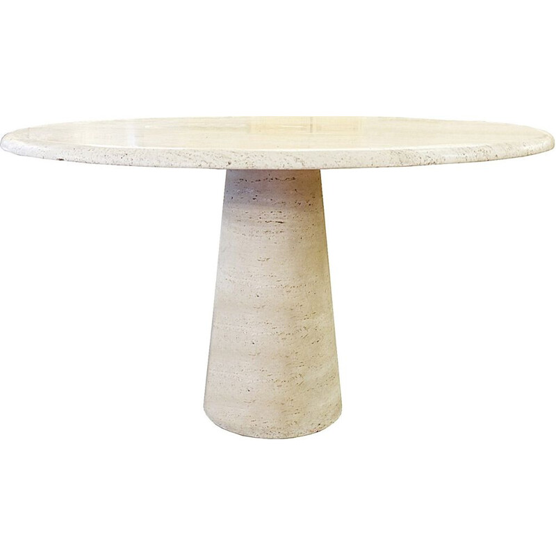 Vintage travertine circular dining table