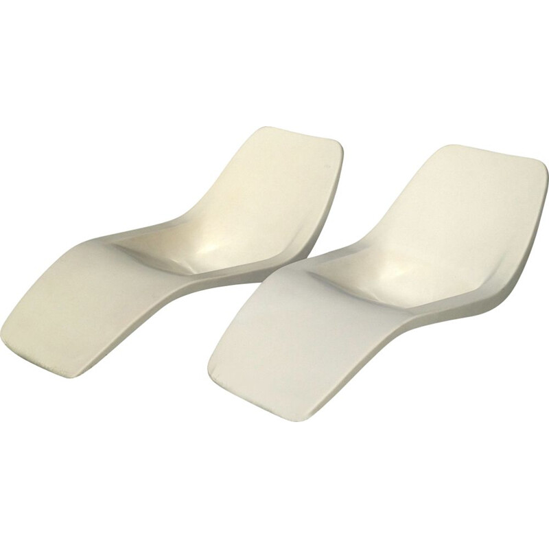 Vintage fibreglass poolside loungers