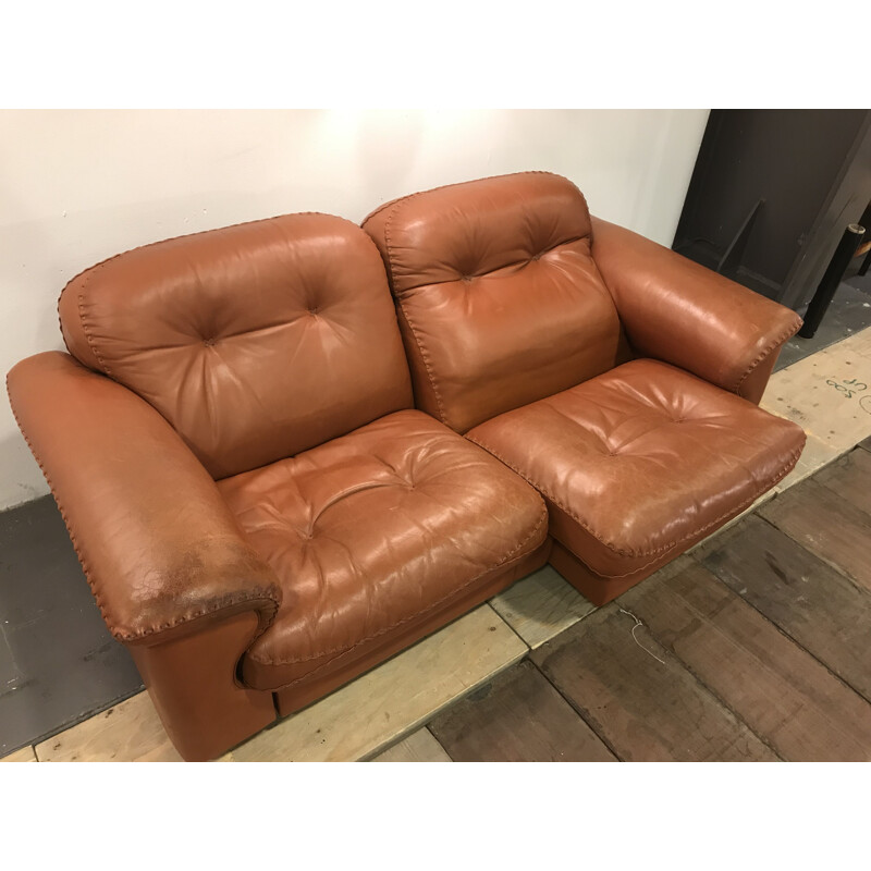 Vintage De Sede DS101 sofa in brown leather