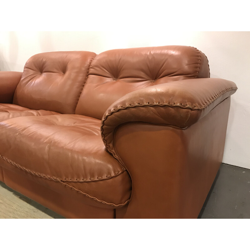 Canapé vintage De Sede DS101 en cuir marron