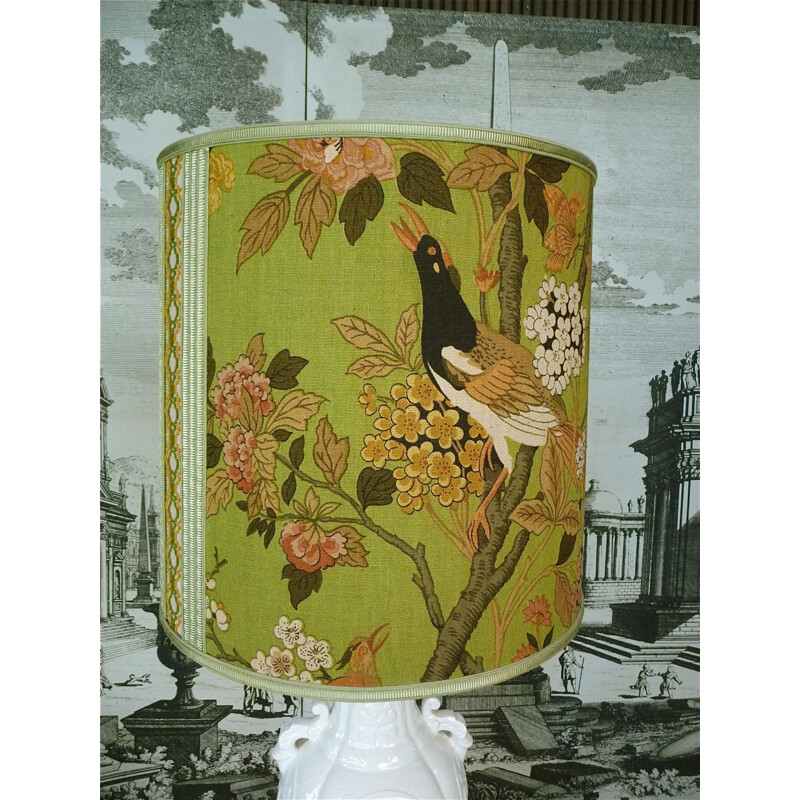 Vintage italian table lamp by Cenacchi in ceramic and fabric 1960