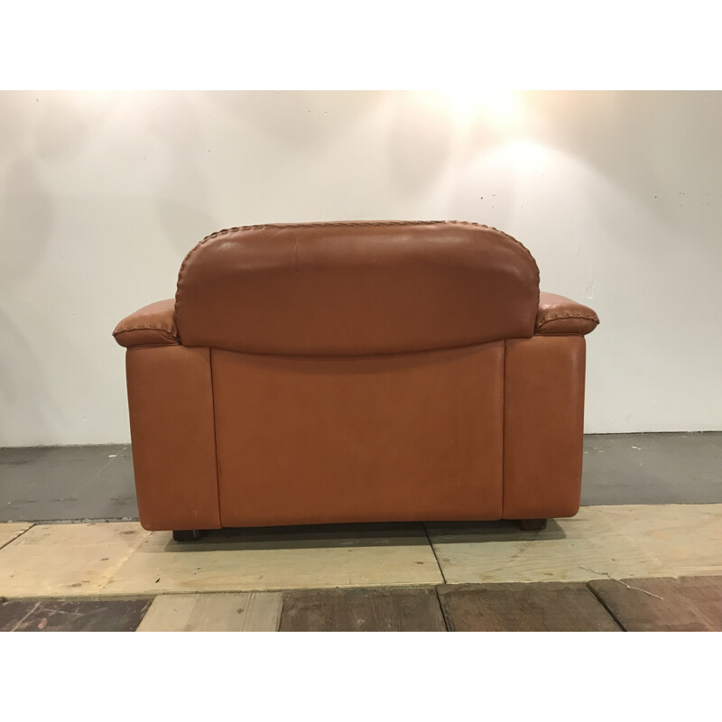 Vintage DS101 armchair by de Sede in brown leather and wood 1970