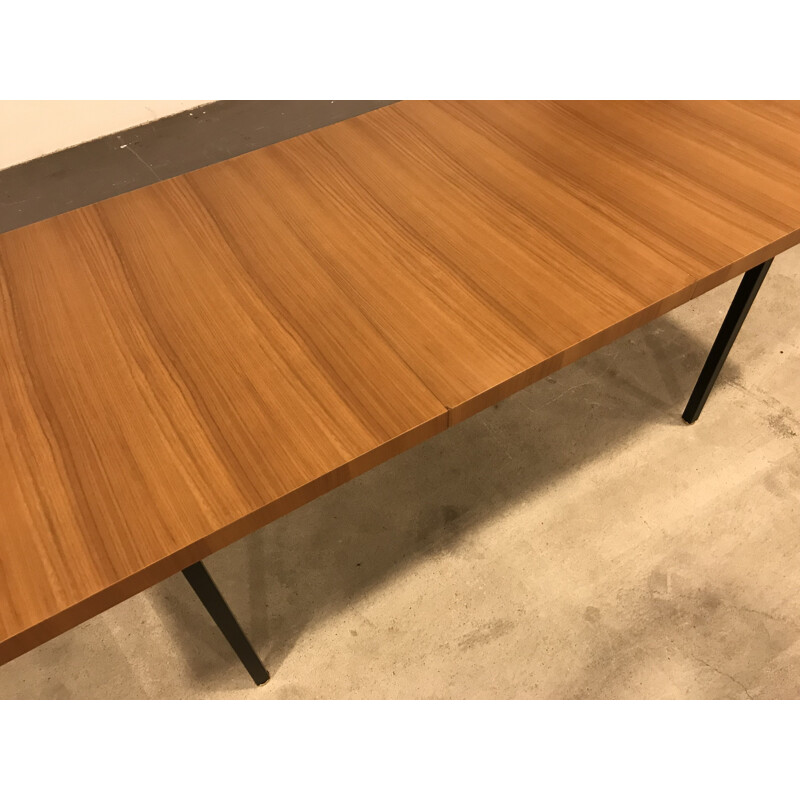 Vintage table with extension in elm by Gerard Guermonprez Magnani Edition 1960