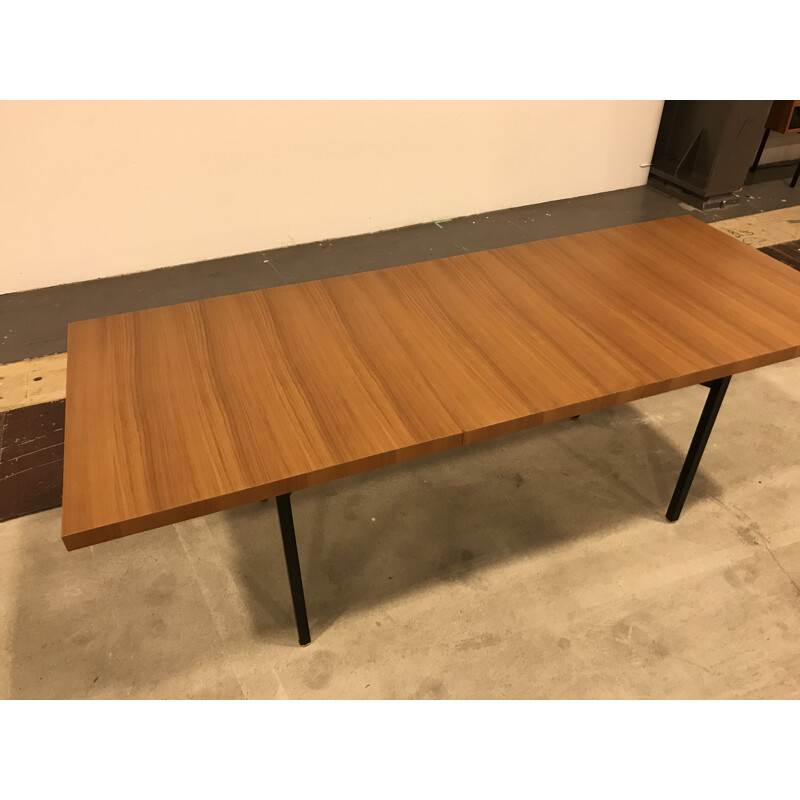 Vintage table with extension in elm by Gerard Guermonprez Magnani Edition 1960