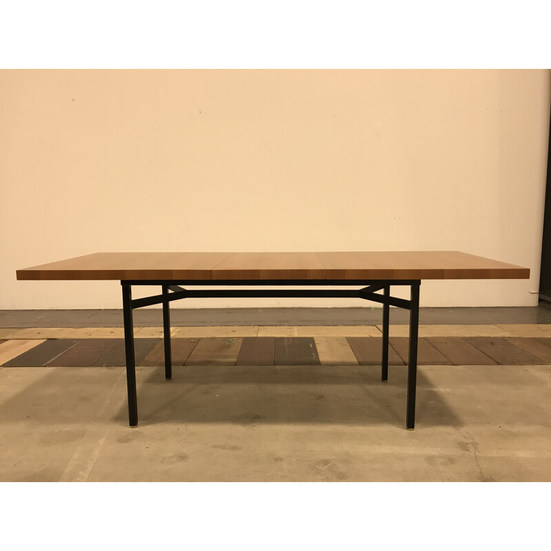 Vintage table with extension in elm by Gerard Guermonprez Magnani Edition 1960