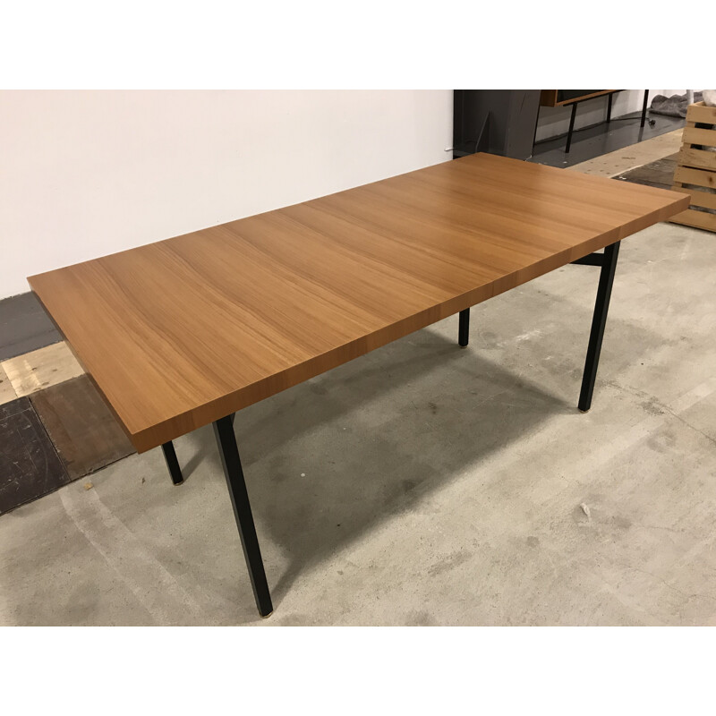 Vintage table with extension in elm by Gerard Guermonprez Magnani Edition 1960