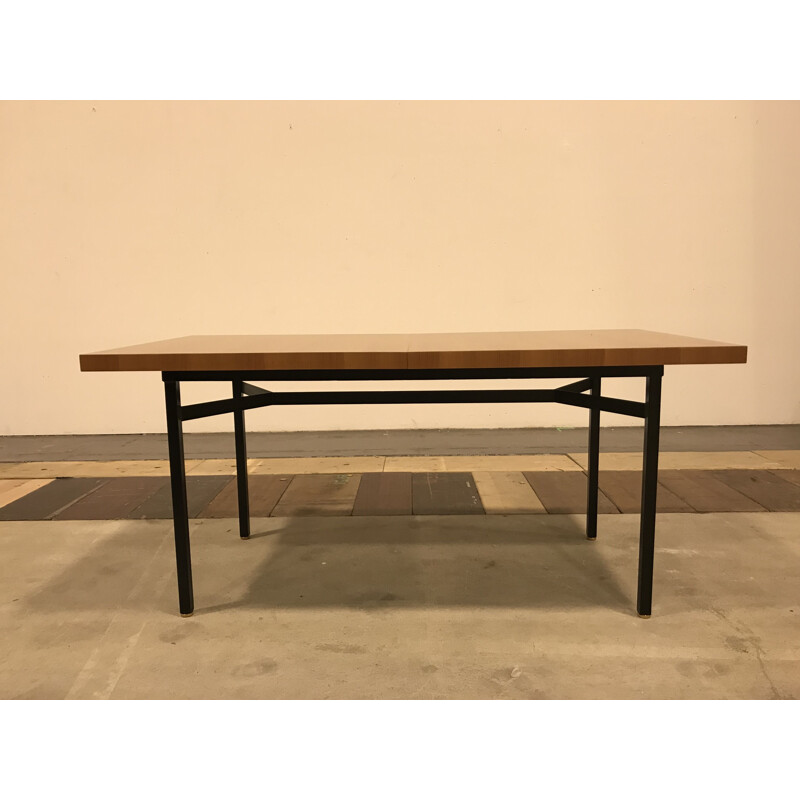 Vintage table with extension in elm by Gerard Guermonprez Magnani Edition 1960