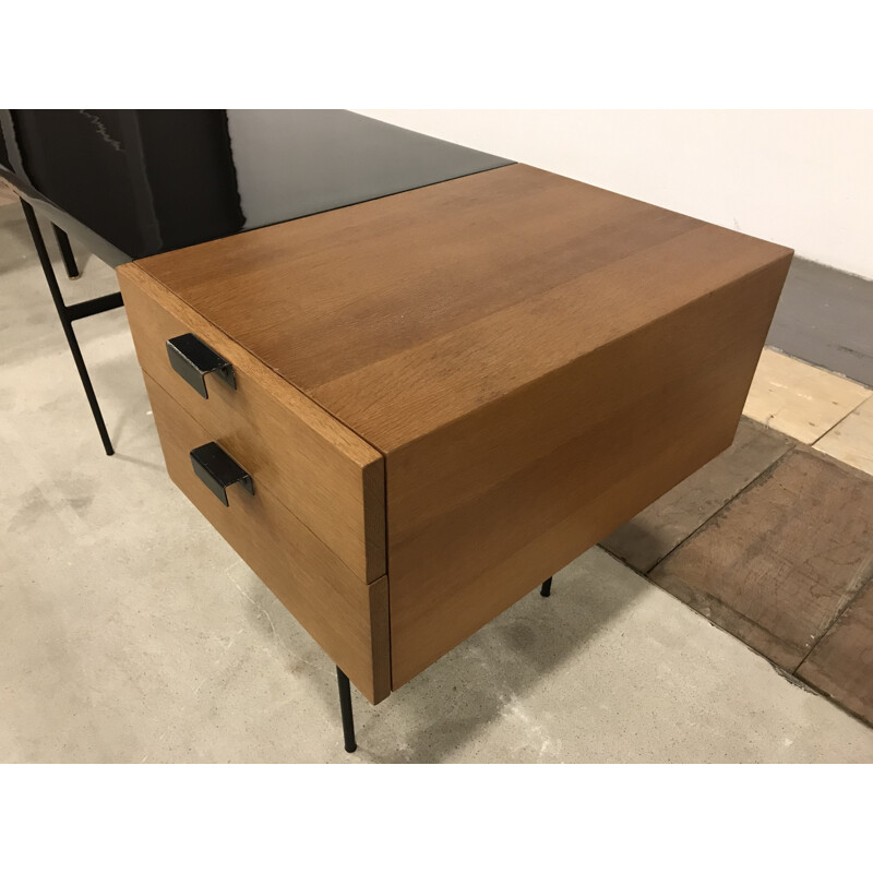 Vintage desk in oak by Pierre Paulin Thônet edition 1954