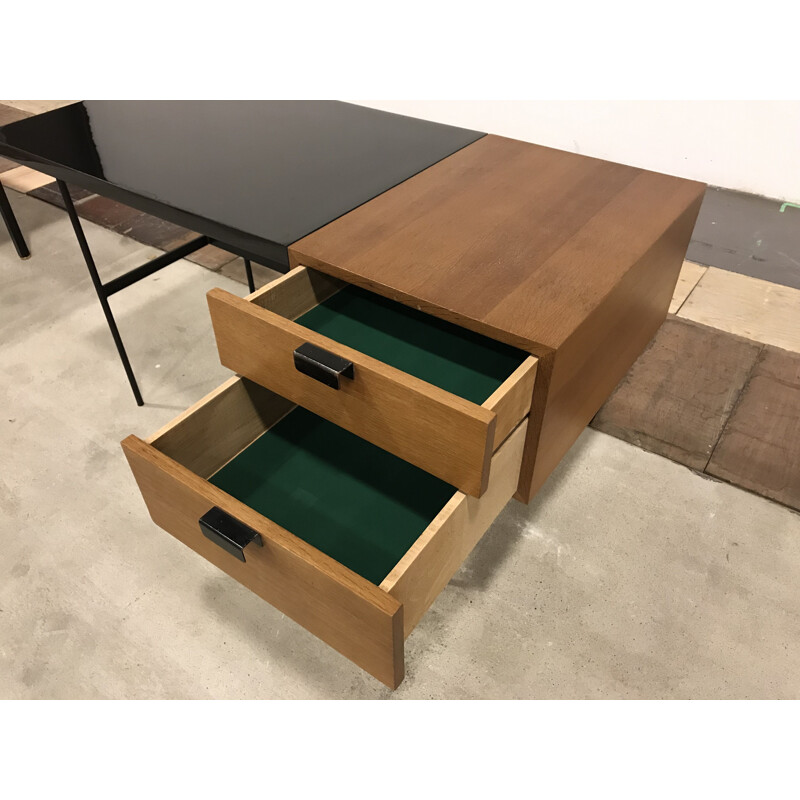 Vintage desk in oak by Pierre Paulin Thônet edition 1954