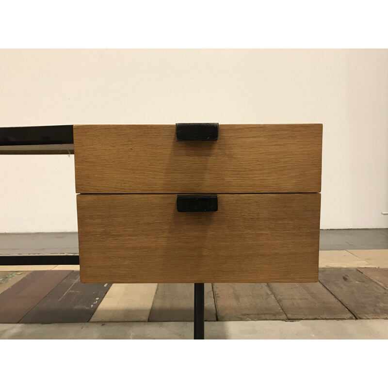 Vintage desk in oak by Pierre Paulin Thônet edition 1954