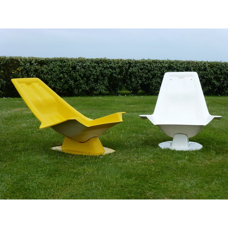 Paire de chaises longues en fibre de verre Les Plastiques de Bourgogne - 1970