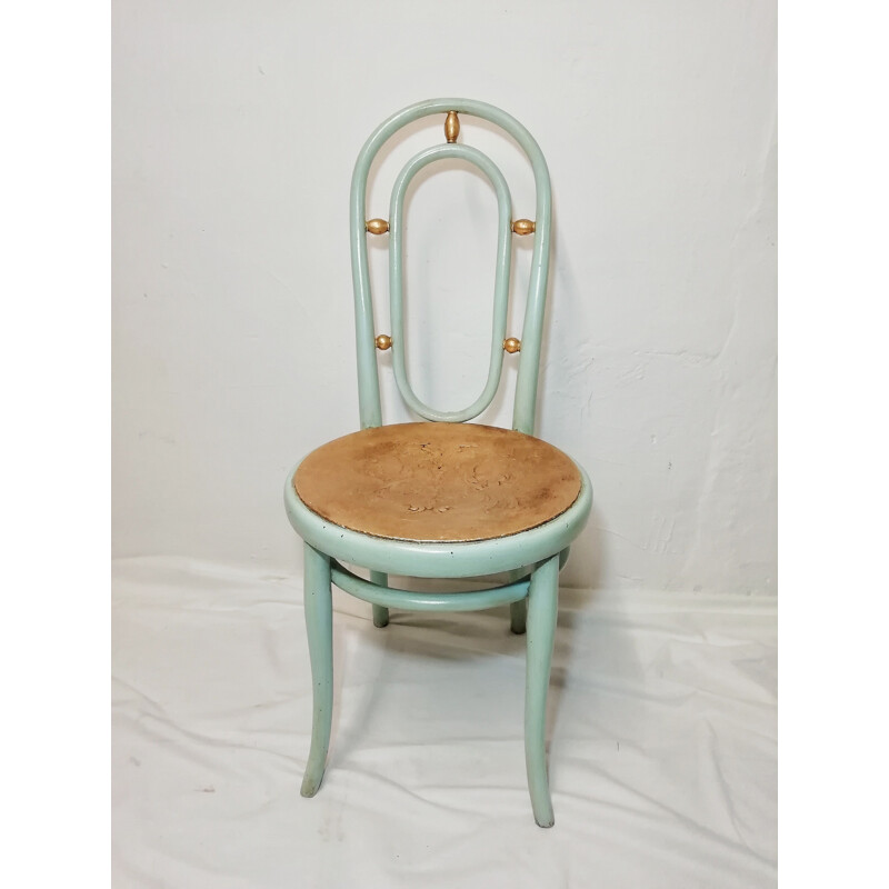 Vintage dining chair in blue by Thonet 1930
