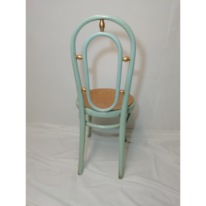 Vintage dining chair in blue by Thonet 1930