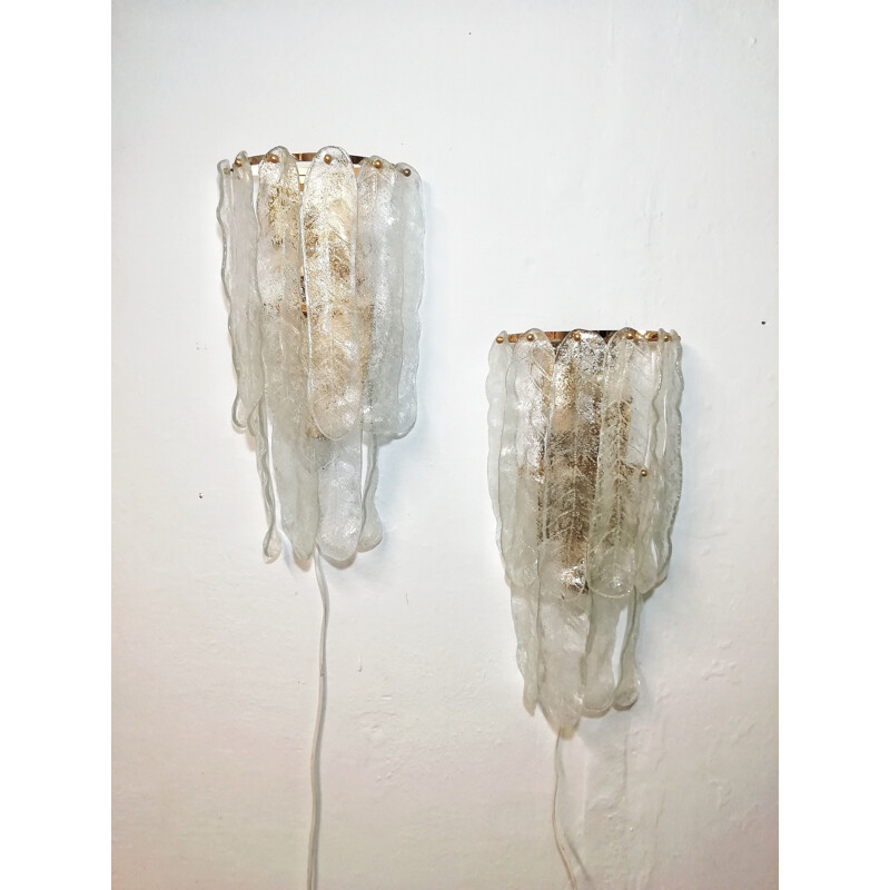 Vintage Mazzega wall lights in Murano glass, 1970  