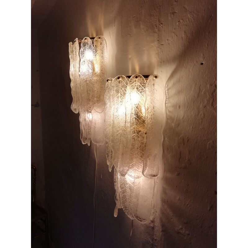 Vintage Mazzega wall lights in Murano glass, 1970  