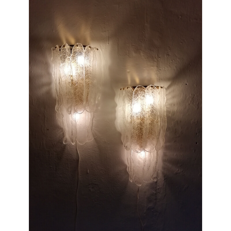 Vintage Mazzega wall lights in Murano glass, 1970  