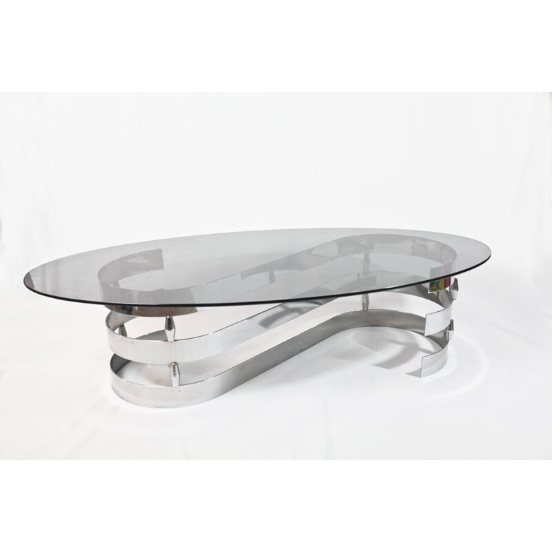 Vintage coffee table in smoked glass 1970