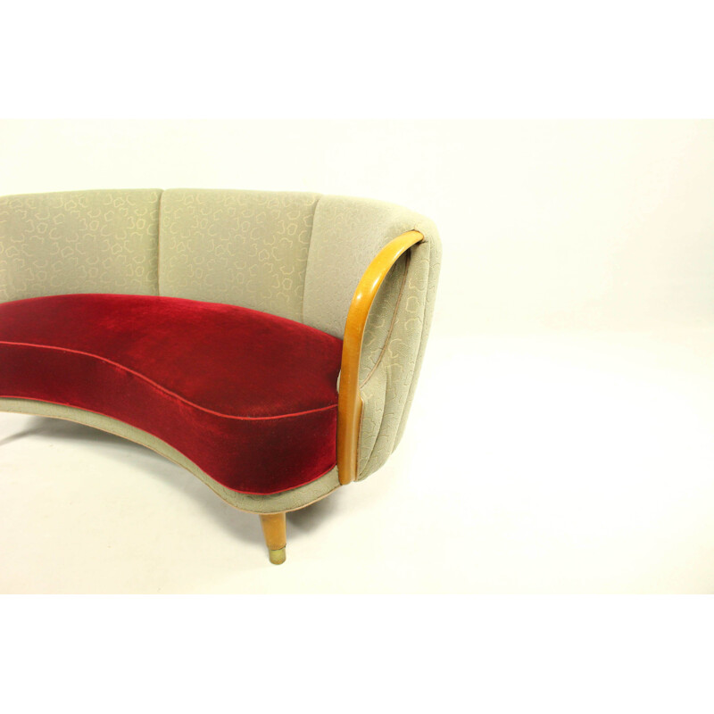 Vintage sofa model No. 96 by N.A. Jørgensen in wood and grey fabric 1950