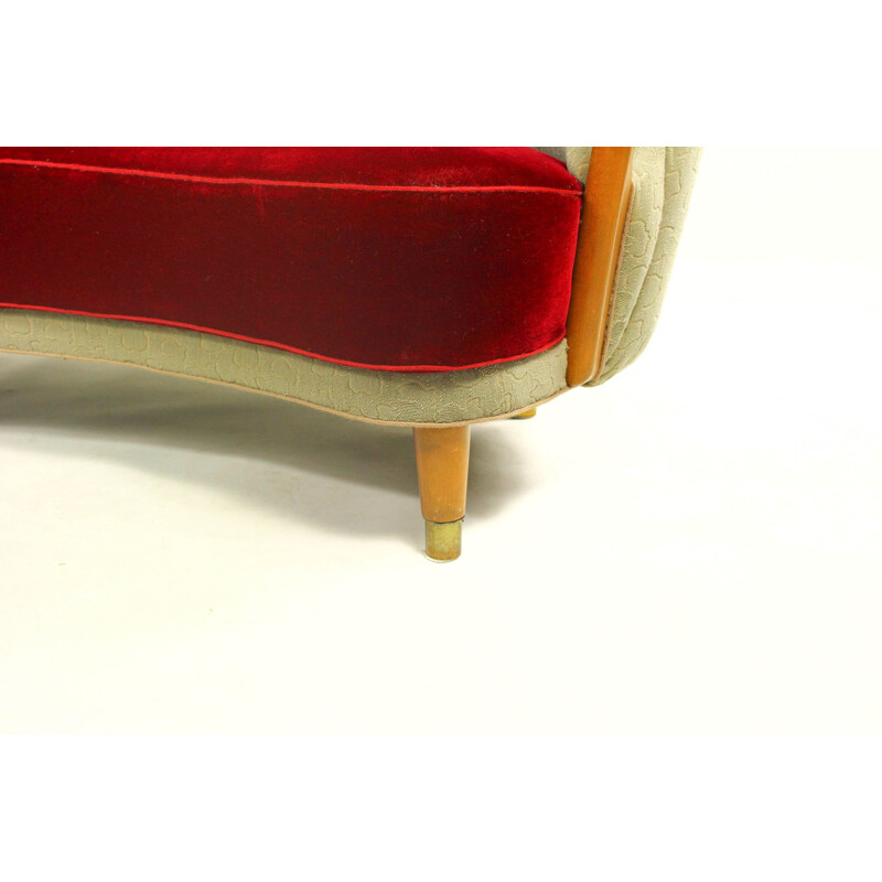 Vintage sofa model No. 96 by N.A. Jørgensen in wood and grey fabric 1950