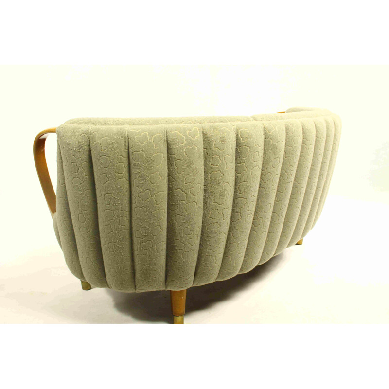 Vintage sofa model No. 96 by N.A. Jørgensen in wood and grey fabric 1950