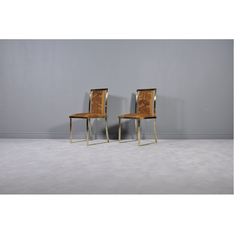 Paire de chaises vintage italiennes par Romeo Rega en laiton 1970