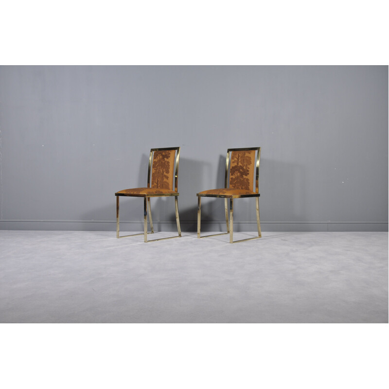 Set of 2 vintage italian chairs by Romeo Rega in brass 1970