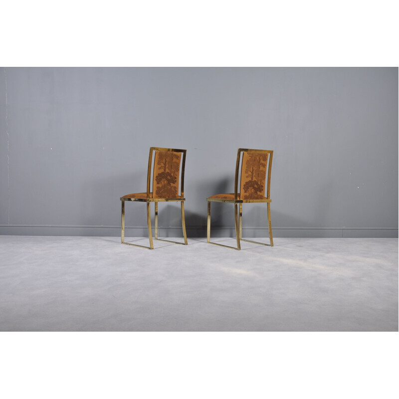 Set of 2 vintage italian chairs by Romeo Rega in brass 1970