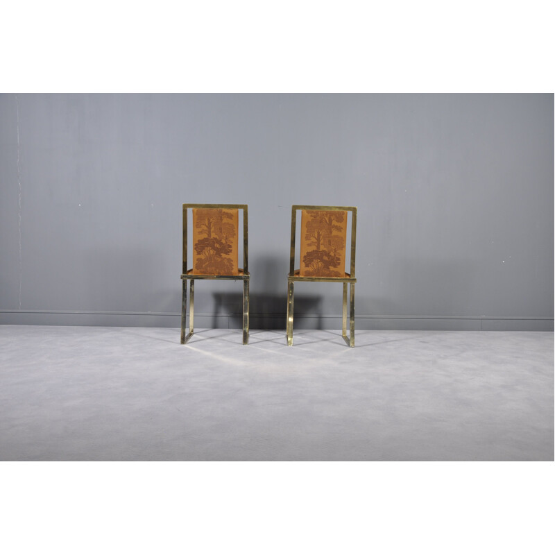 Set of 2 vintage italian chairs by Romeo Rega in brass 1970