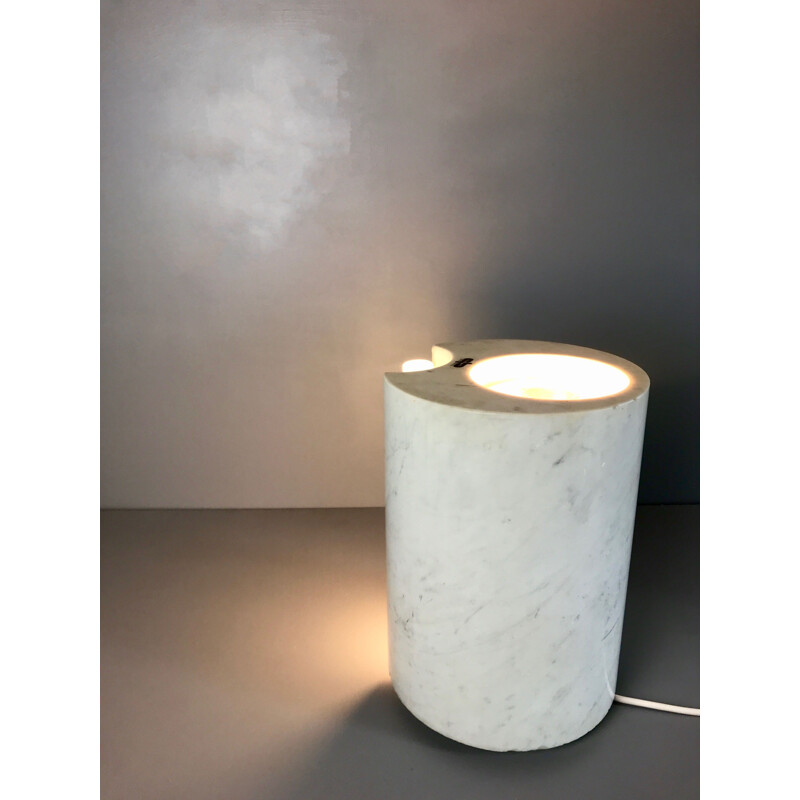 Vintage lamp in white marble and metal for Linea Gb, Italy 1980