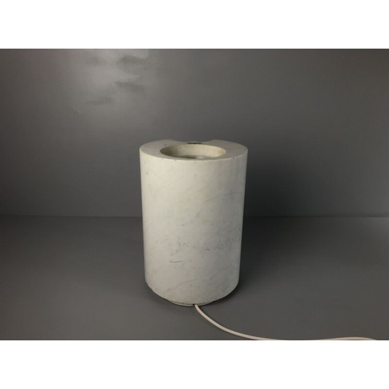Vintage-Lampe aus weißem Marmor und Metall für Linea Gb, Italien 1980