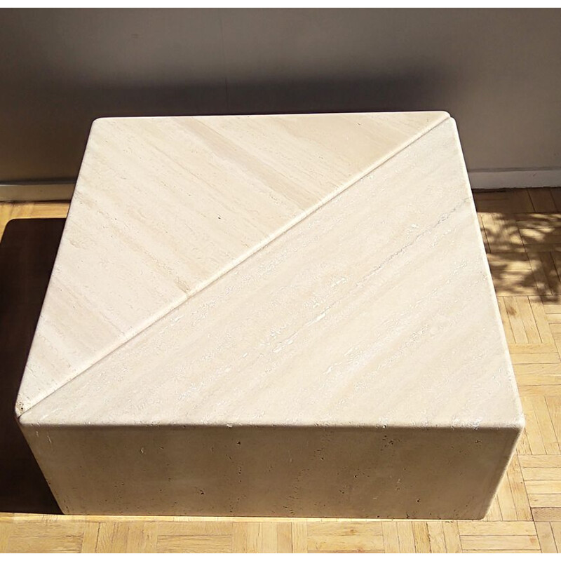 Vintage coffee table in travertine by Roche Bobois 1970s