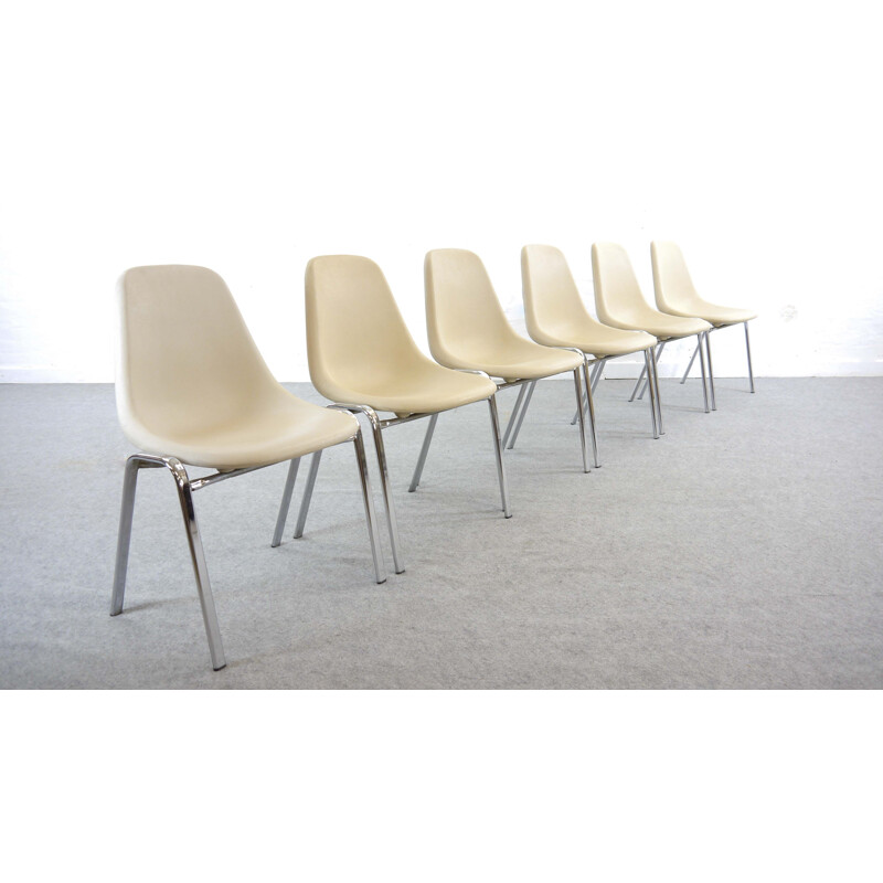 Set of 6 vintage dining chairs stackable by F. Pollack, Sulo, 1978