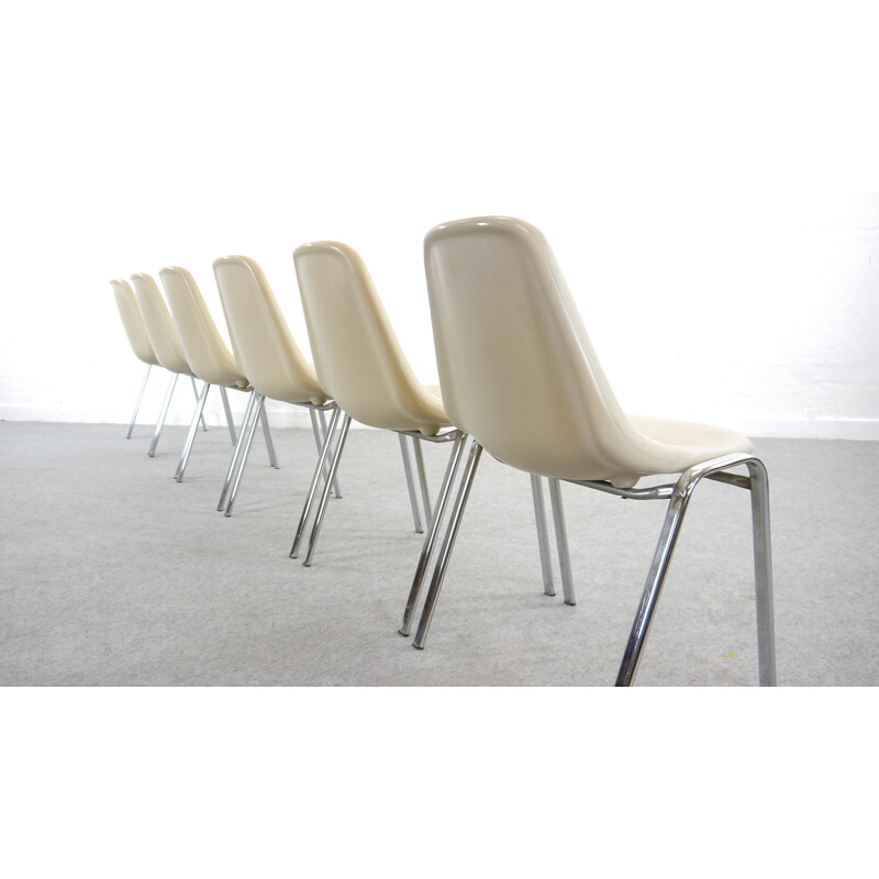 Set of 6 vintage dining chairs stackable by F. Pollack, Sulo, 1978