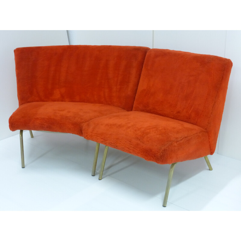 Steiner corner sofa in fabric and metal, Joseph André MOTTE - 1950s