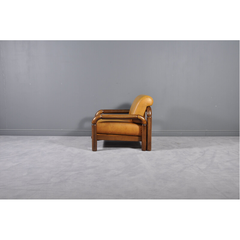 4 fauteuils vintage en cuir Scandinave des années 70
