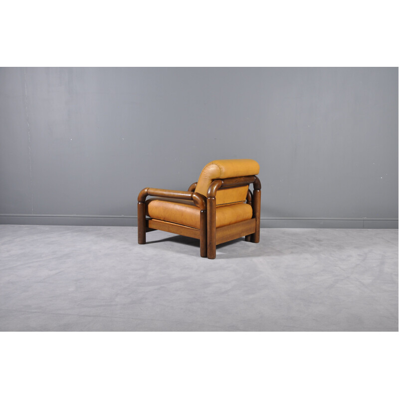4 fauteuils vintage en cuir Scandinave des années 70