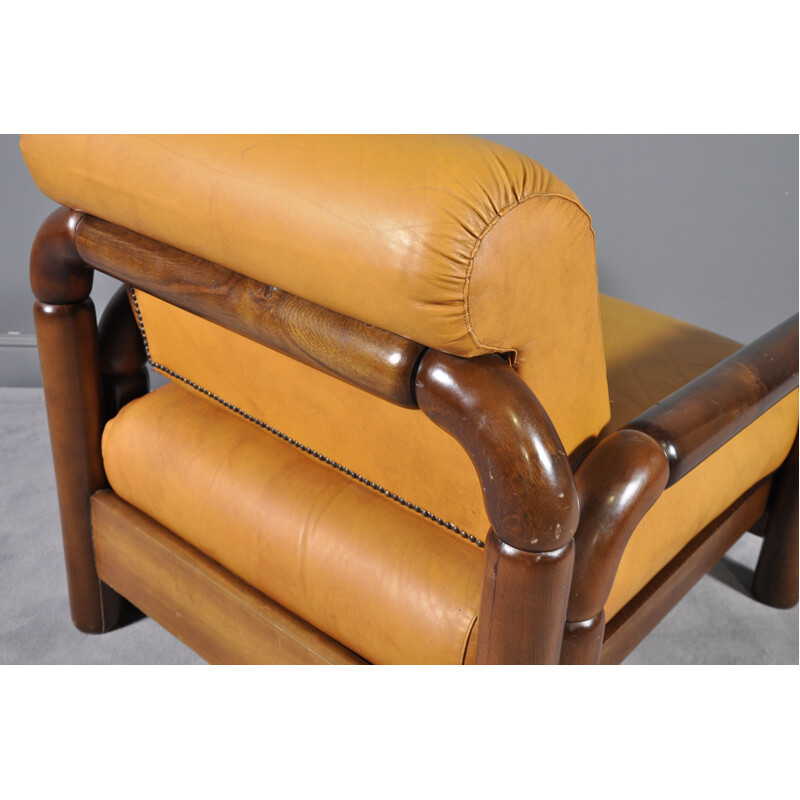 4 vintage Scandinavian leather armchairs from the 70s