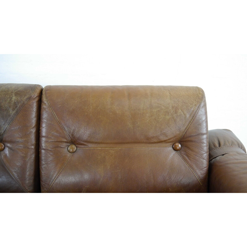 Vintage 2-seater sofa in brown leather, 1960