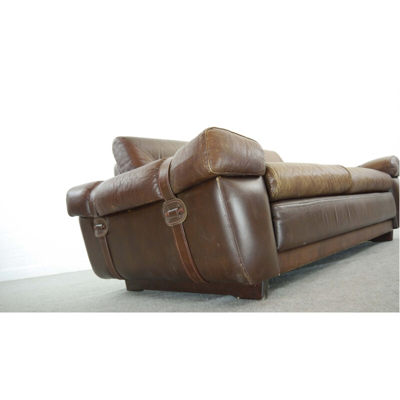Vintage 2-seater sofa in brown leather, 1960
