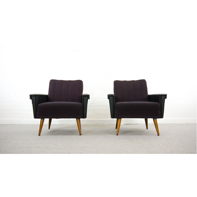 Pair of vintage purple-black armchairs