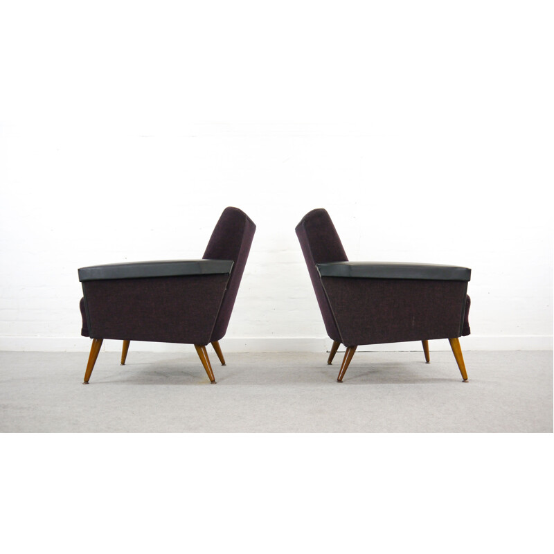 Paar Vintage-Sessel violett-schwarz