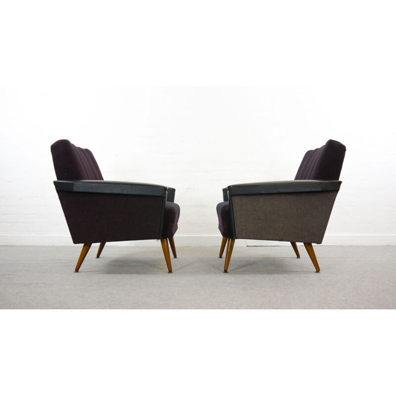 Paire de fauteuils vintage violet-noir