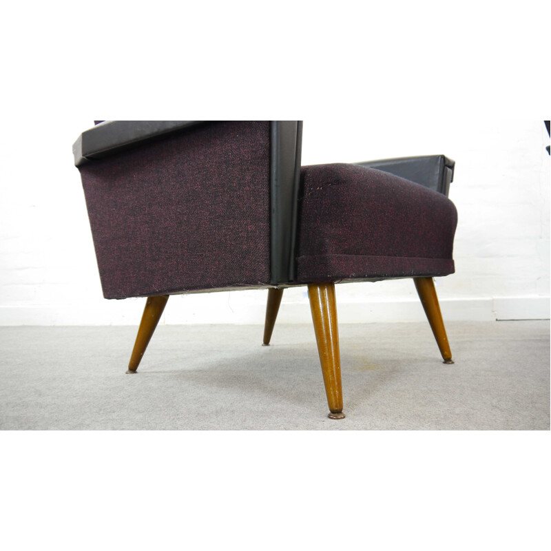 Paar vintage paars-zwarte fauteuils